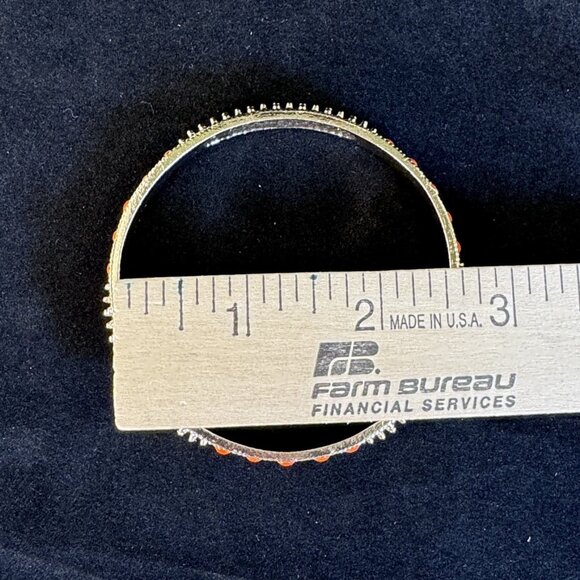 Gold-tone Coral Bangle Bracelet 8 pcs Set Textured Detailing Beaded Accents 2.5" - Picture 7 of 7